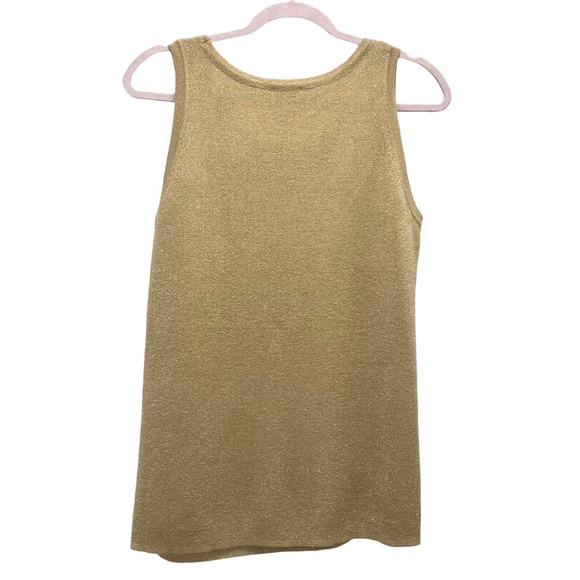 Chico's Size 2 (L/12) Golden Rayon Blend Sleeveless Stretchy Tank Top Going out - Picture 4 of 9